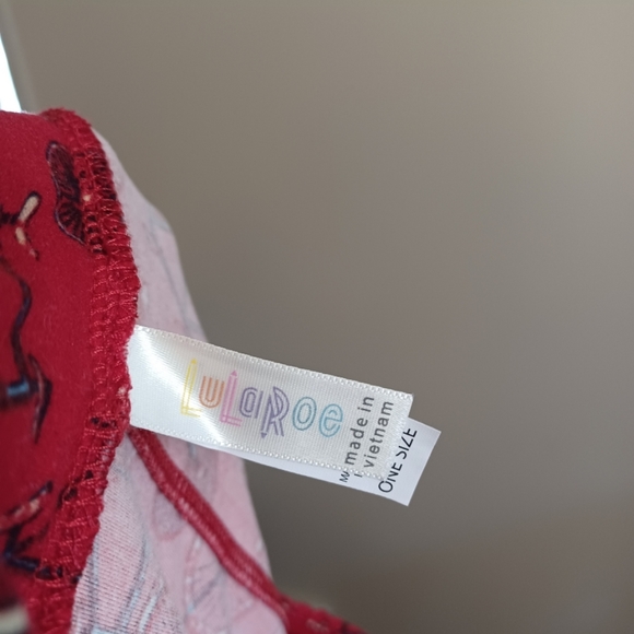 EUC LuLaRoe Red, Blue & White Bicycle Print Leggings OS - Picture 2 of 5